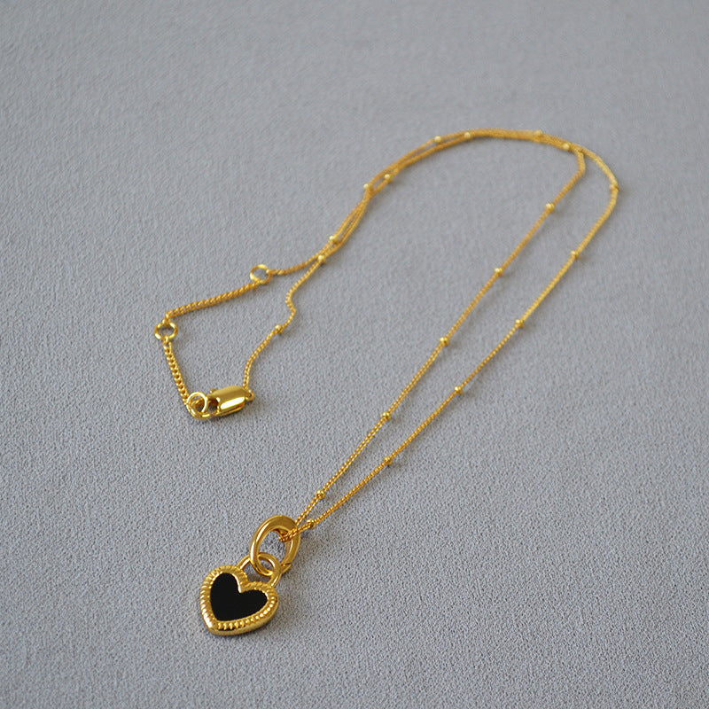 Zwart-wit Hart Hanger Ketting in Goud
