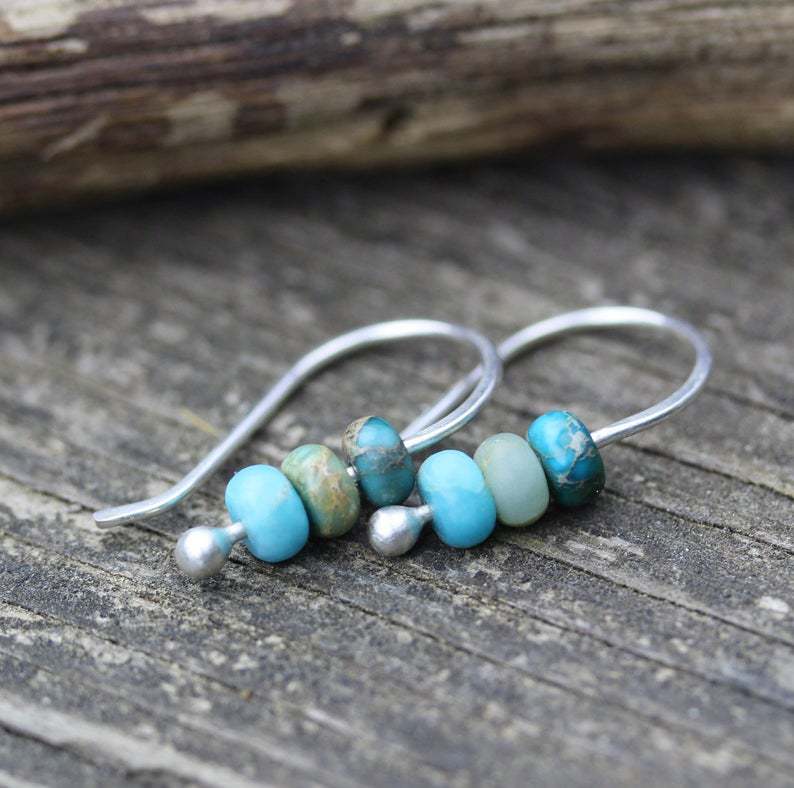 Yuna - Retro Turquoise Oorbellen