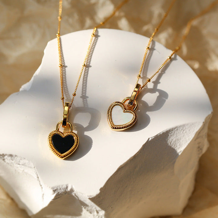 Zwart-wit Hart Hanger Ketting in Goud