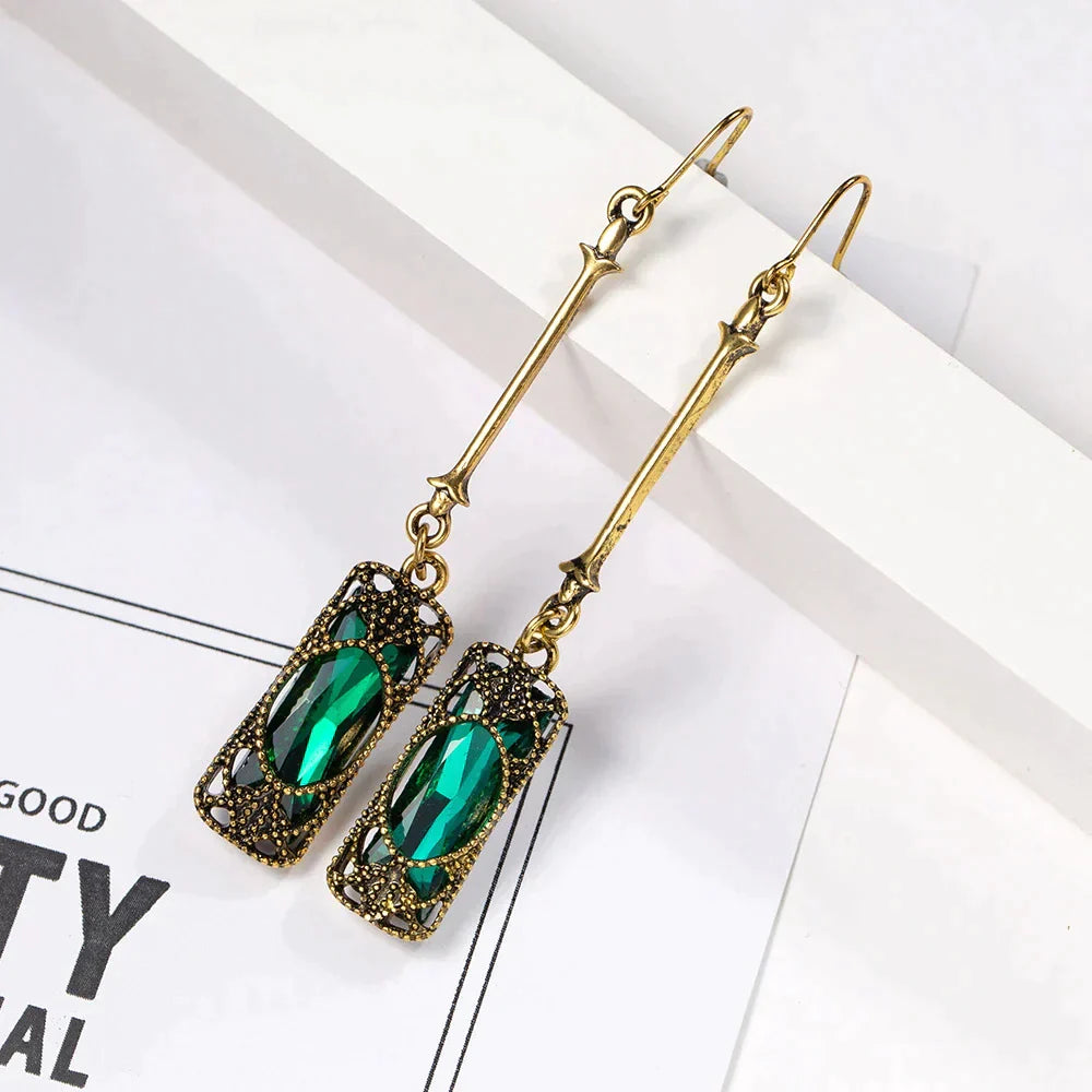 Groene Lantern Hanger Oorbellen in Goud