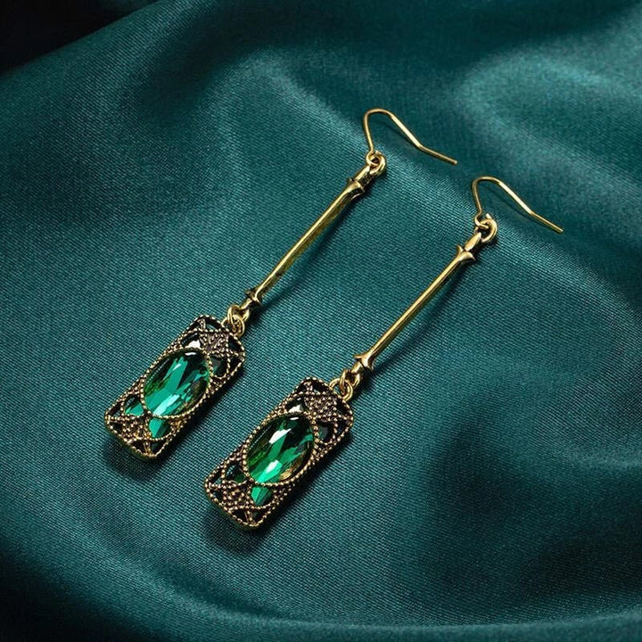 Groene Lantern Hanger Oorbellen in Goud