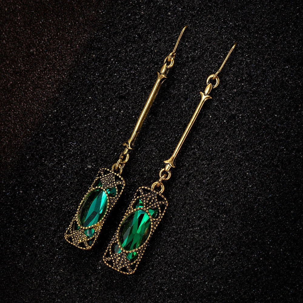 Groene Lantern Hanger Oorbellen in Goud