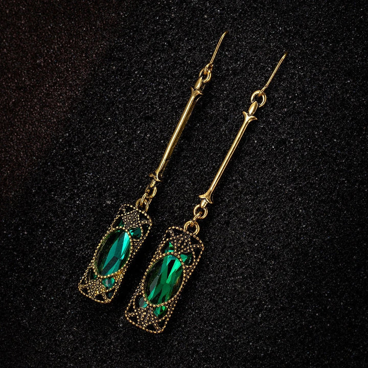 Groene Lantern Hanger Oorbellen in Goud