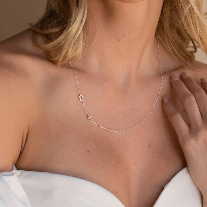 Dames initiaal ketting met geboortesteen