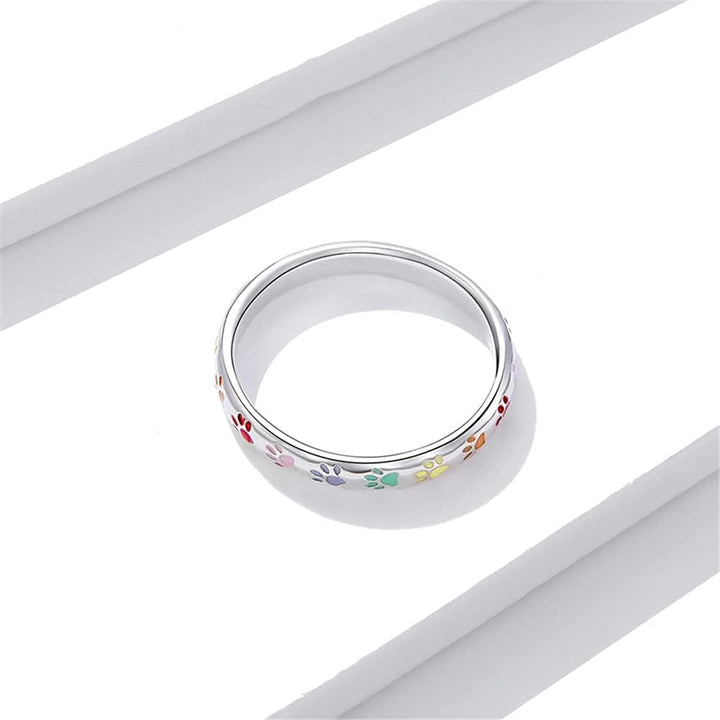 Sterling zilveren ring met pootafdruk.