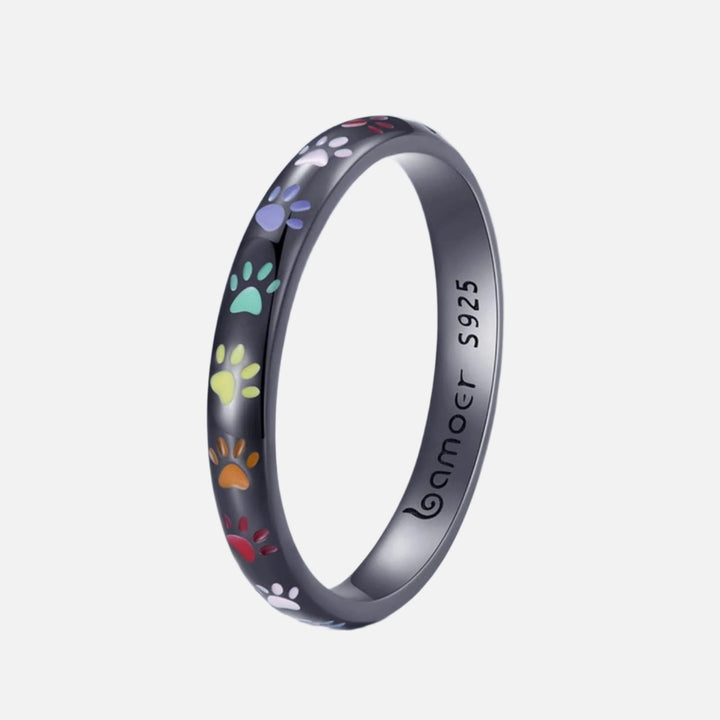 Sterling zilveren ring met pootafdruk.