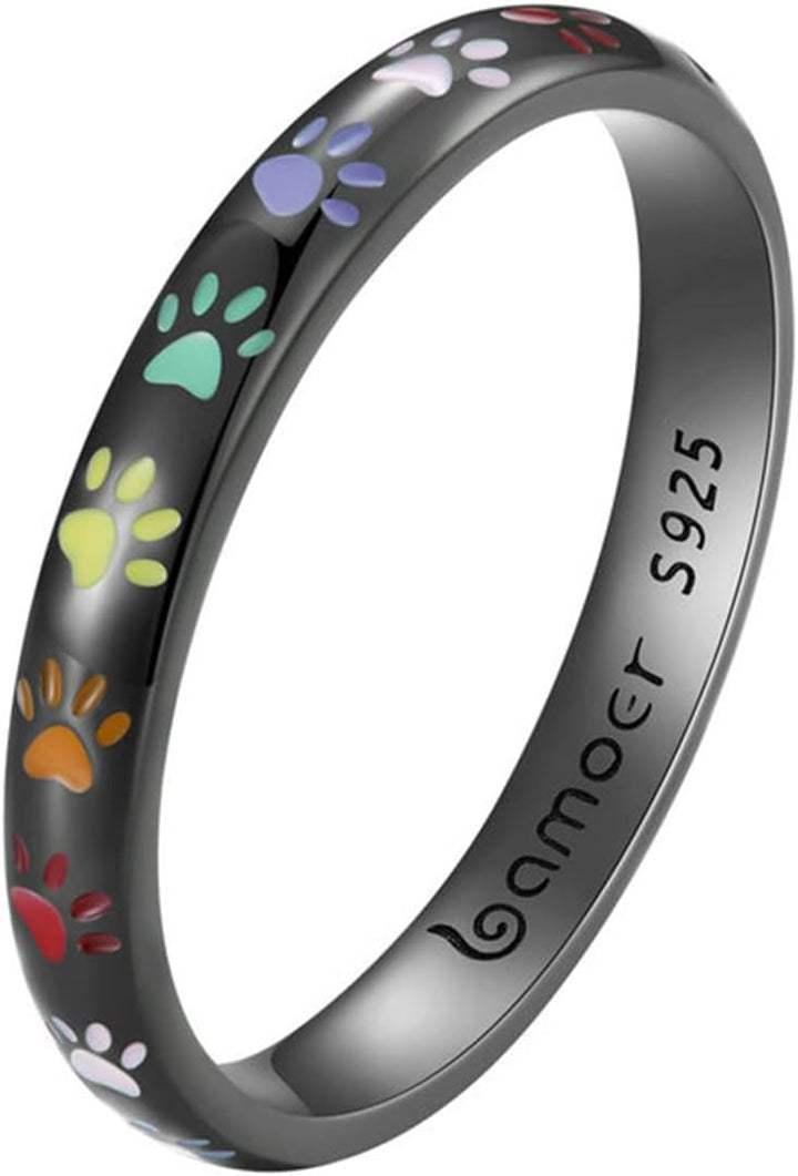 Sterling zilveren ring met pootafdruk.