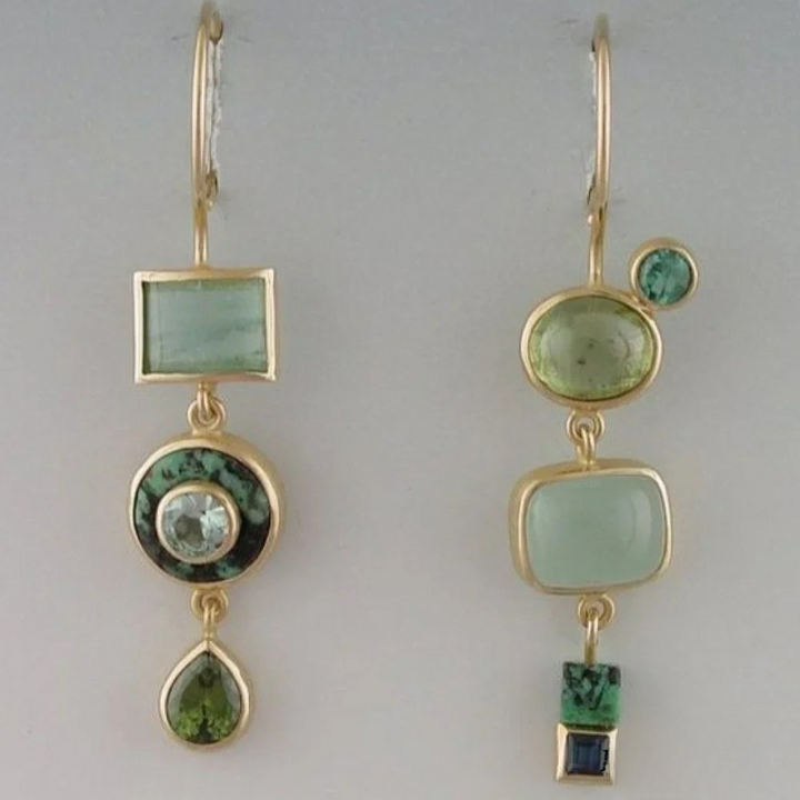 Retro Groene Dangle Oorbellen