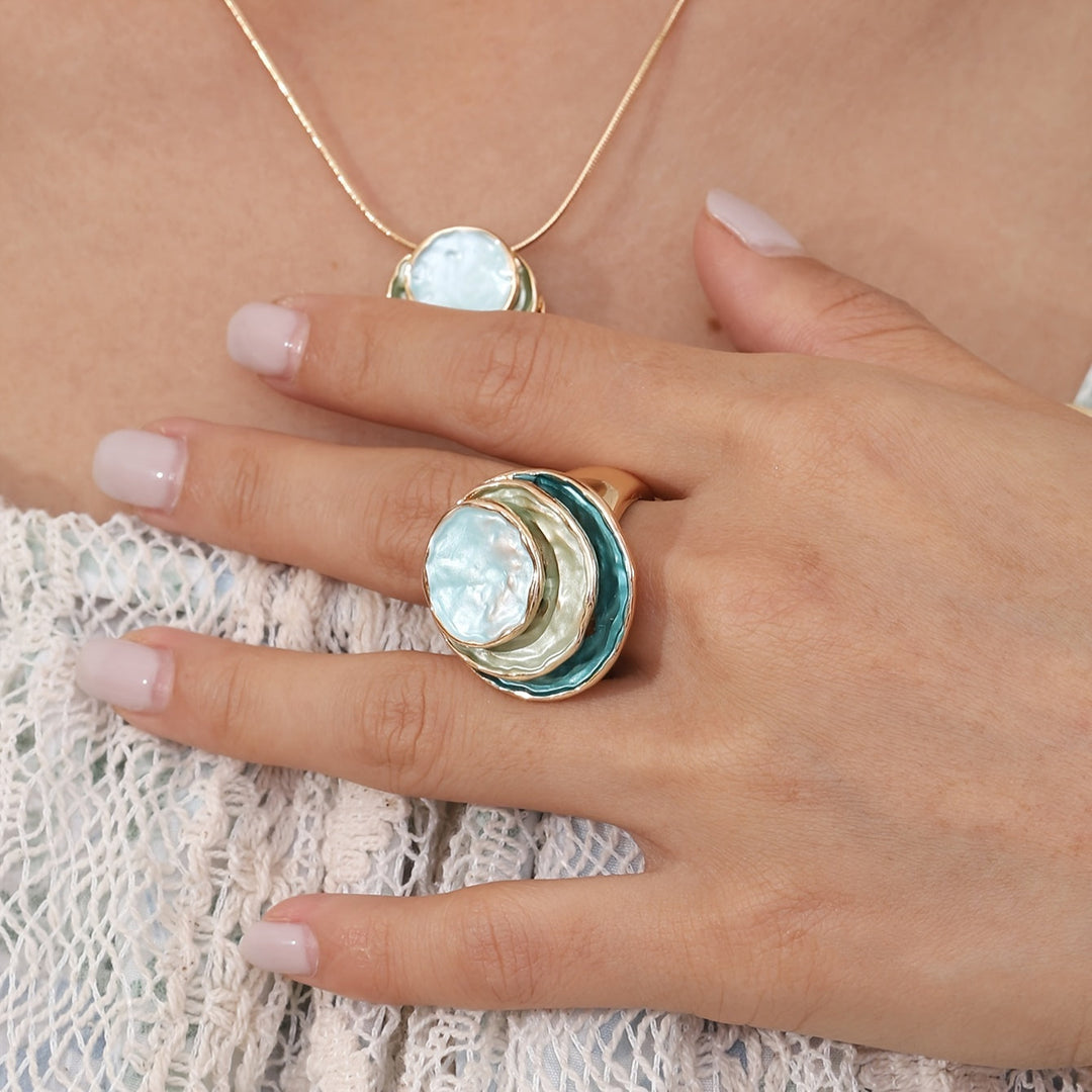 Boho drielaagse emaille ring