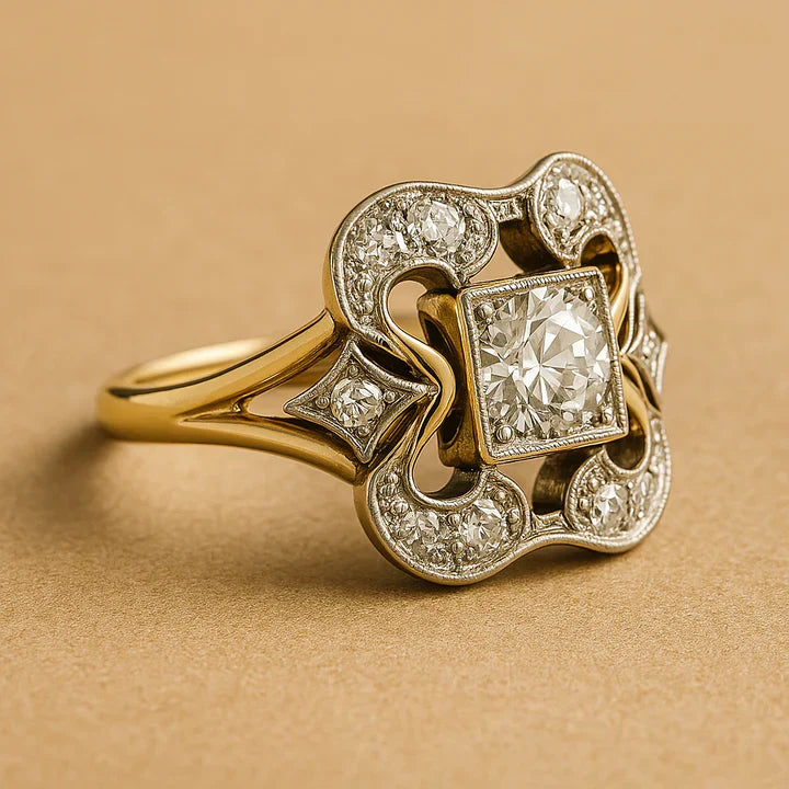Gouden vintage ring met cirkonia