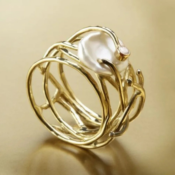 Retro Parelgouden Ring