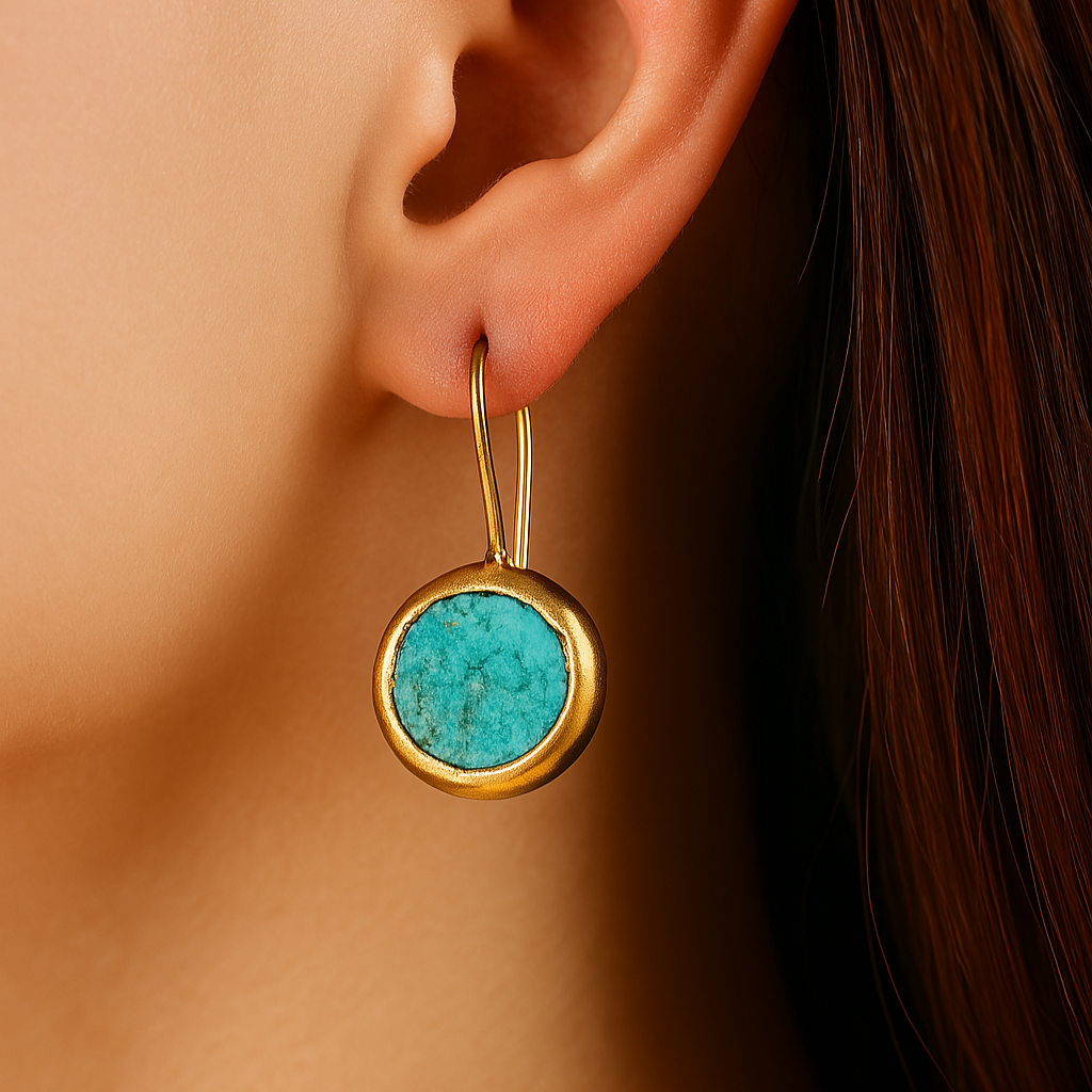 Gouden Oorbellen met Turquoise Steen