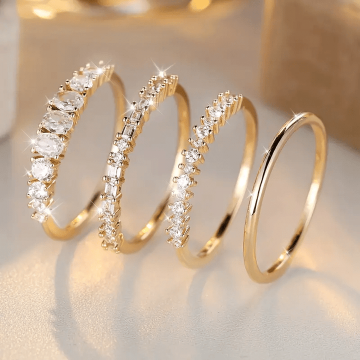 14k Gouden Zirkonia Stapelringen