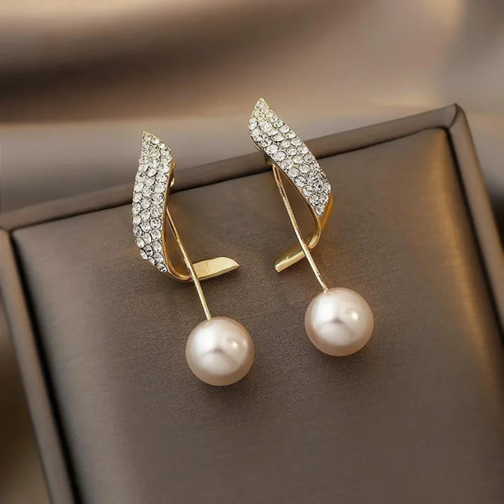 Elegante Parel Dangle Gouden Oorbellen