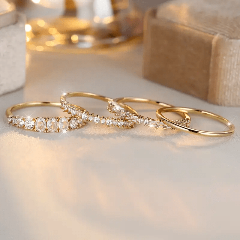 14k Gouden Zirkonia Stapelringen