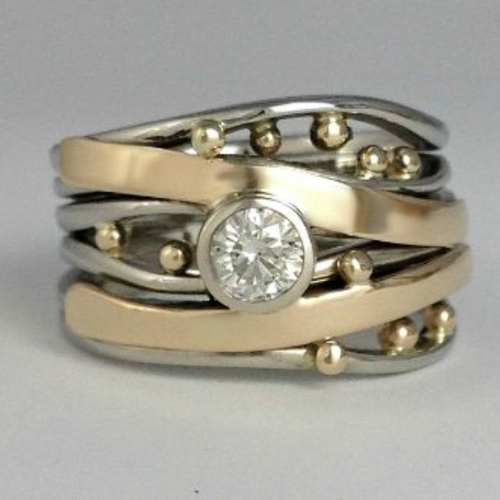 Koninklijk - Vintage Gouden Ingelegde Zirkonia Ring