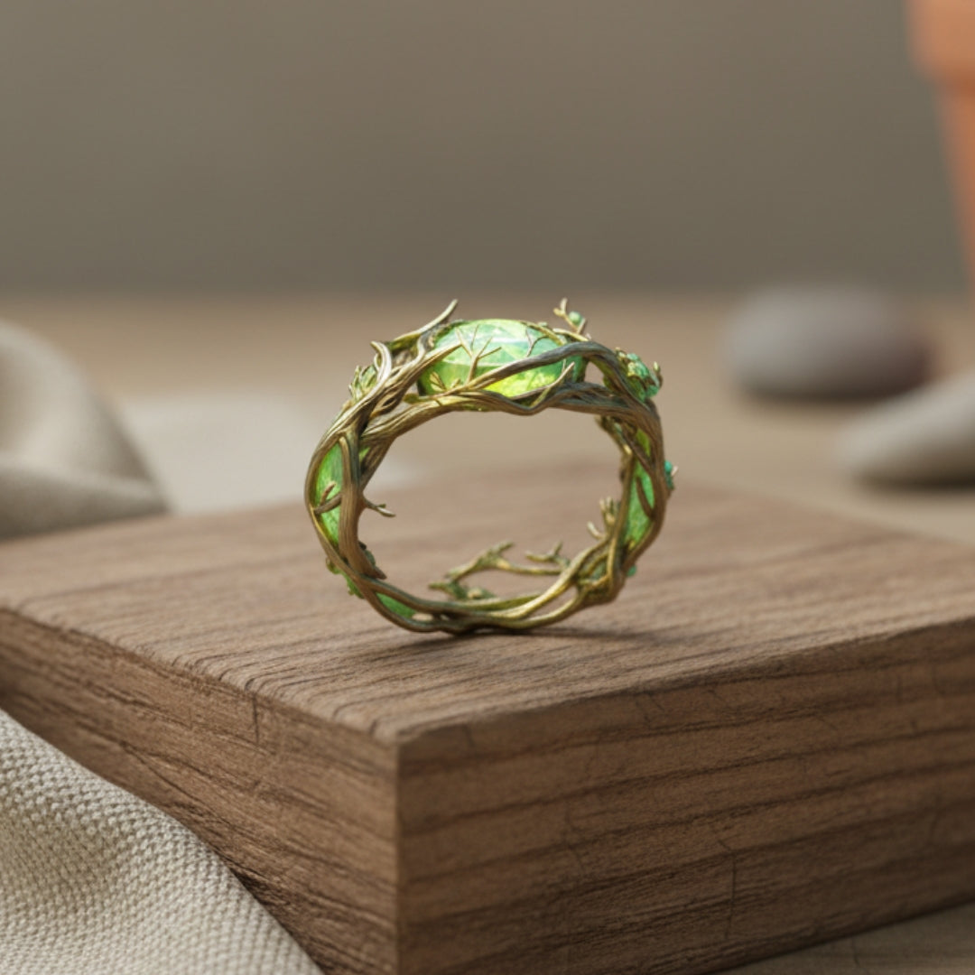 Ring van natuurlijke groene opaal