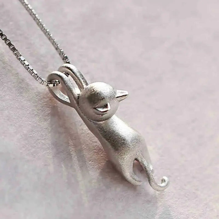 Speelse ketting met kitten van 925 zilver