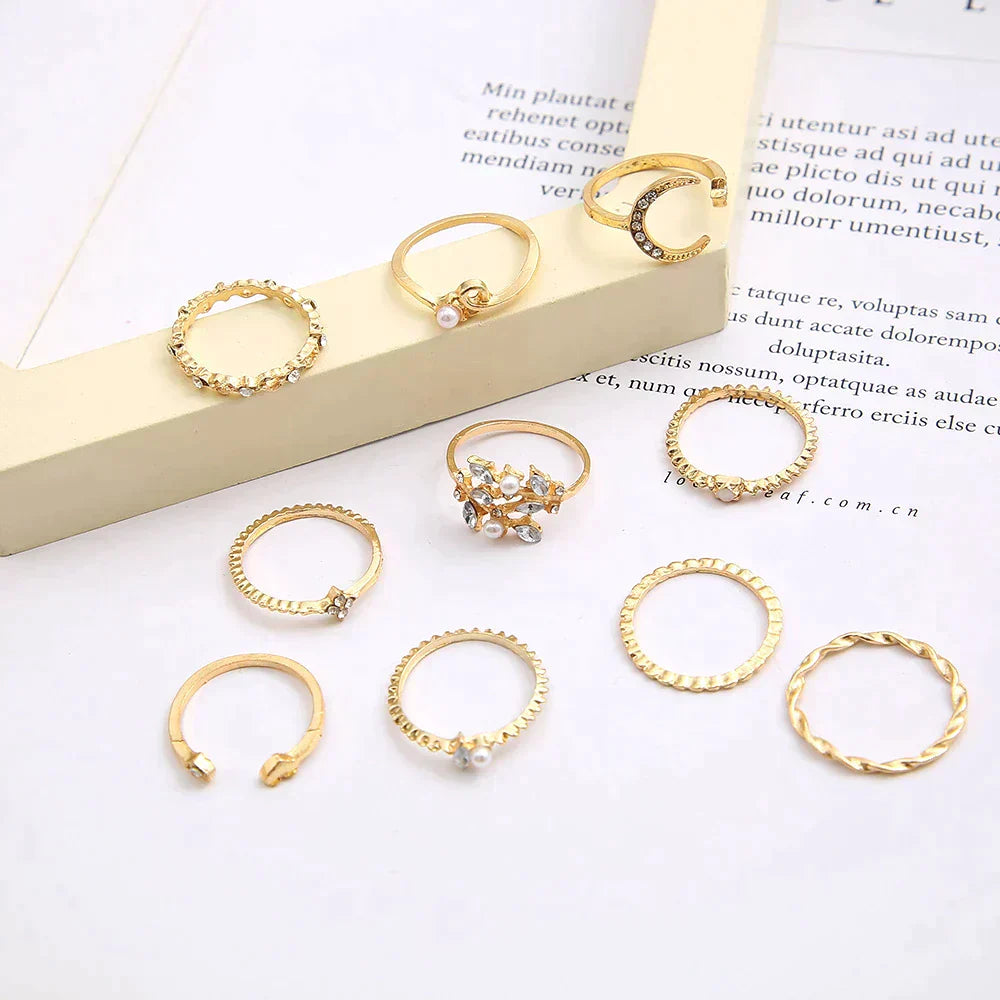 10 Pack van Boheemse Zilveren & Gouden Ringen