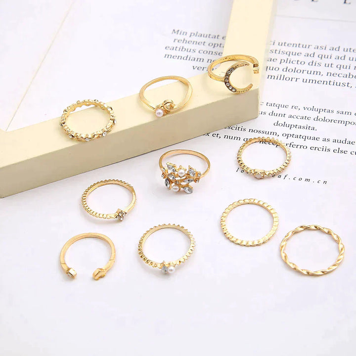 10 Pack van Boheemse Zilveren & Gouden Ringen