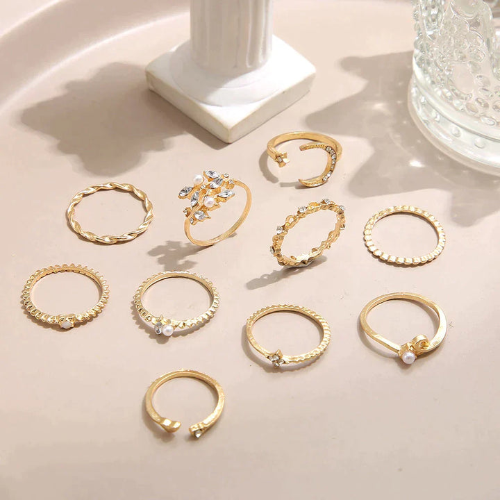 10 Pack van Boheemse Zilveren & Gouden Ringen
