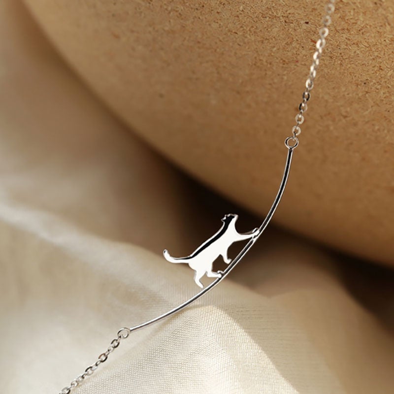 Klimmende Kat Hanger in Zilver