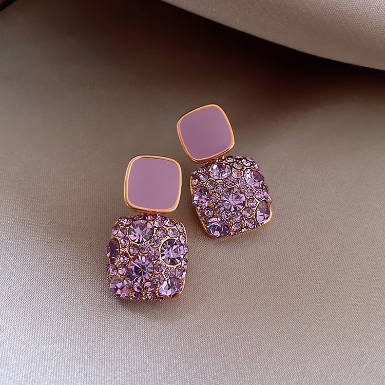 Luxe Paarse Oorbellen met Zirkonia Inleg