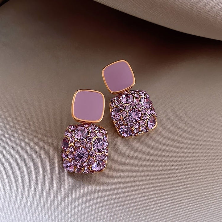Luxe Paarse Oorbellen met Zirkonia Inleg