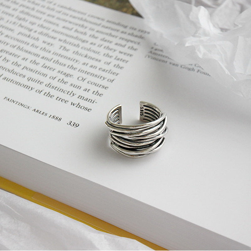 Verstelbare Laag 925 Sterling Zilveren Ring