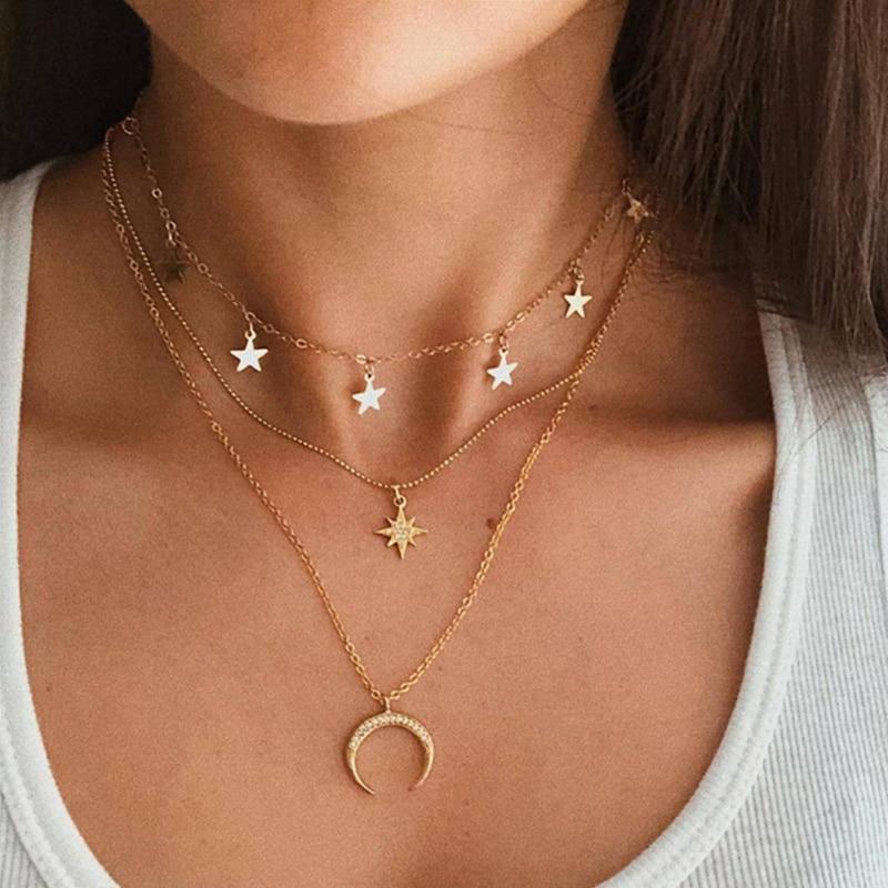 Maan Ketting in Goud