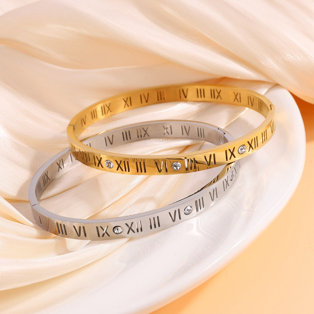 Romeinse Cijfer Titanium Armband