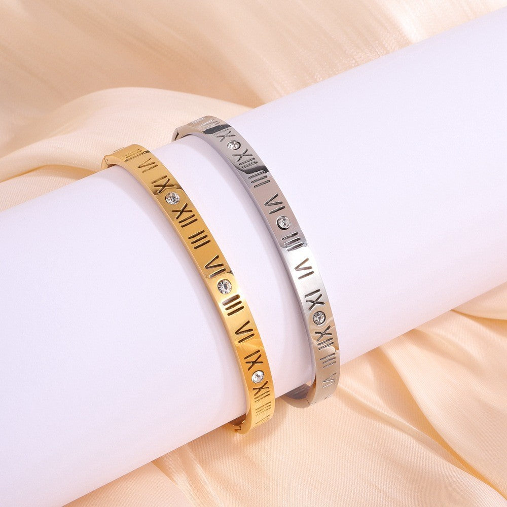 Romeinse Cijfer Titanium Armband
