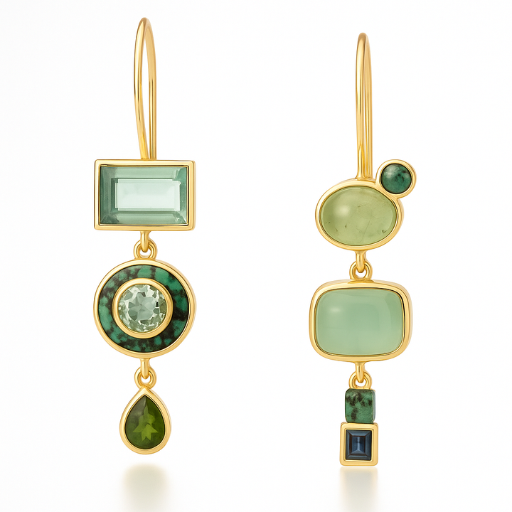 Retro Groene Dangle Oorbellen