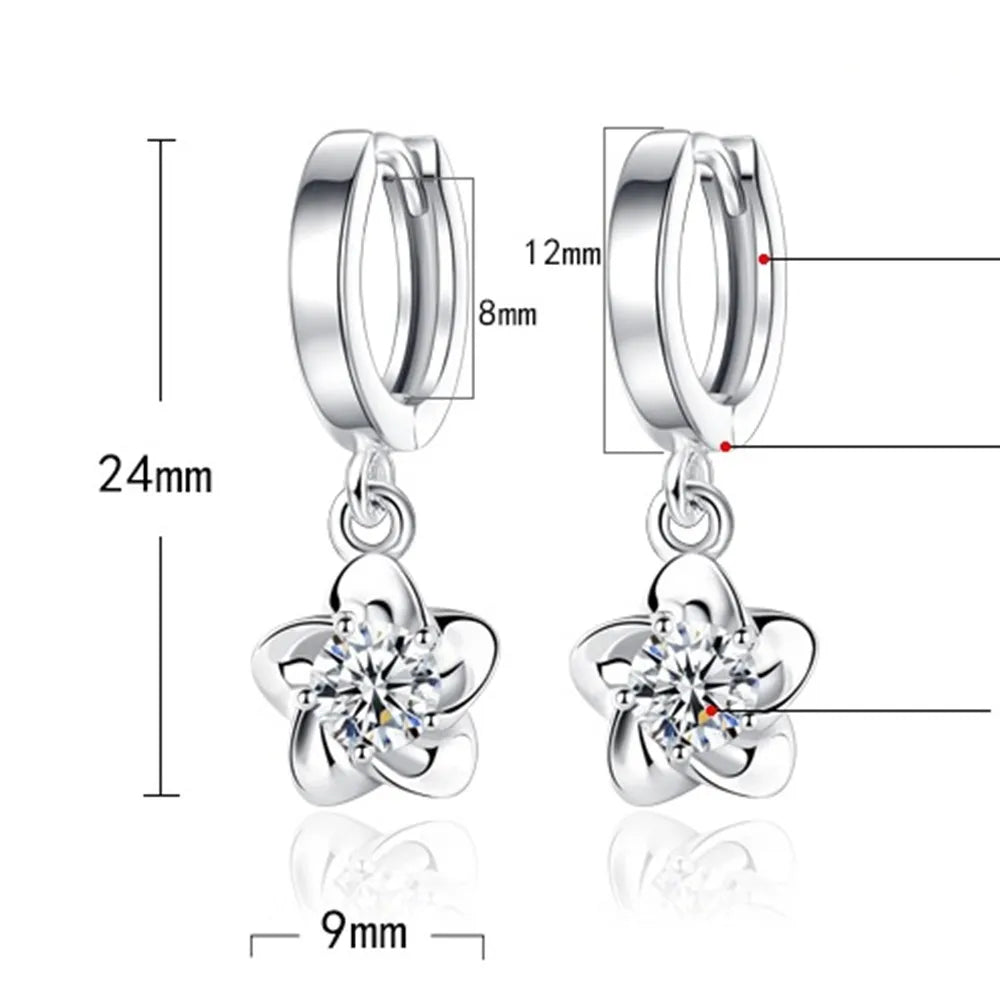 Oorbellen van sterling zilver met paarse en witte zirkonia