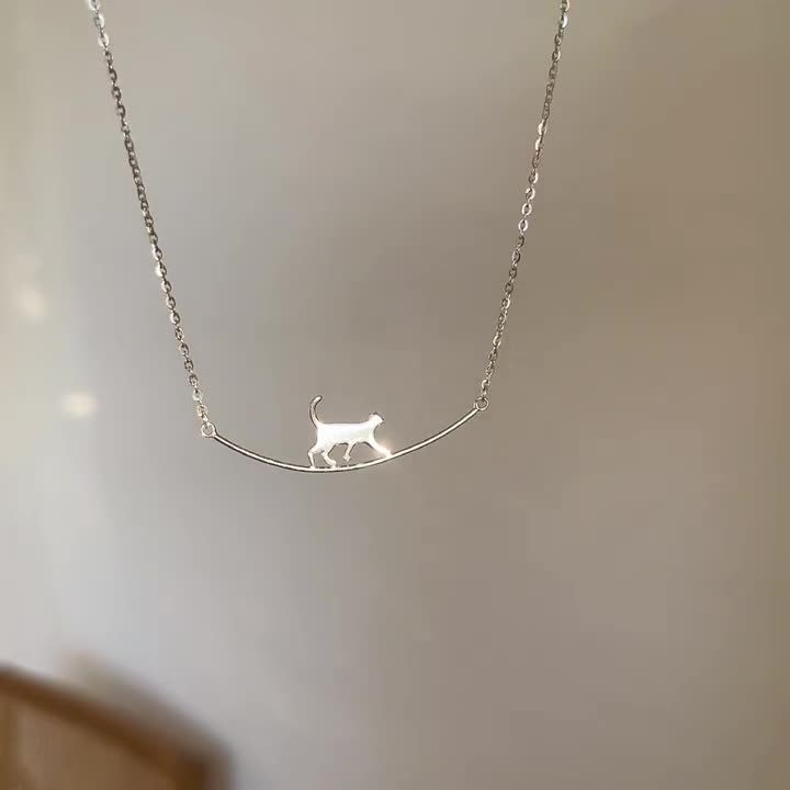 Klimmende Kat Hanger in Zilver