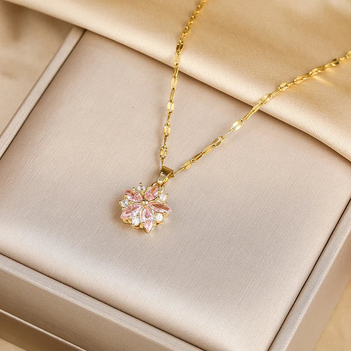Collana Sakura Rosa Romantica in Roestvrij Staal