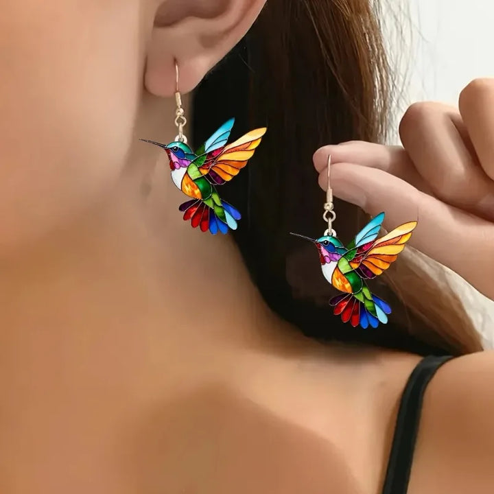 Acryl Kolibrie Dangle Oorbellen