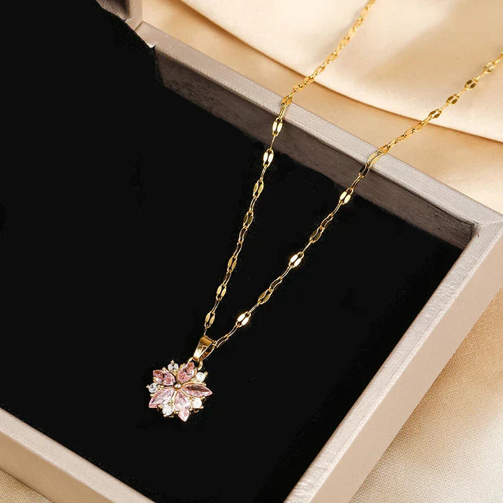 Romantische Roze Sakura Halsketting van RVS