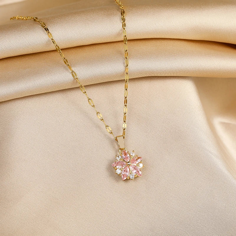 Collana Sakura Rosa Romantica in Roestvrij Staal