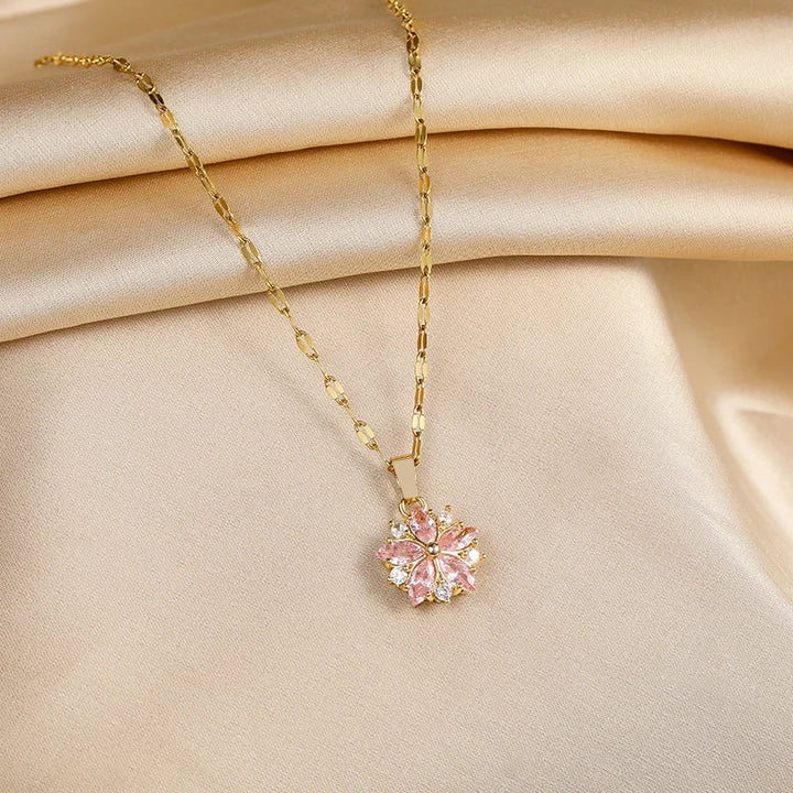 Collana Sakura Rosa Romantica in Roestvrij Staal