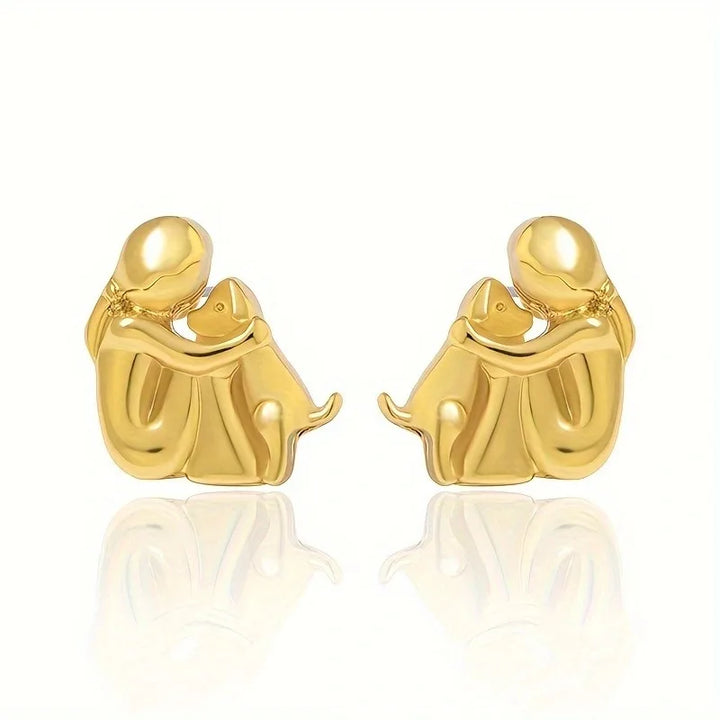 Tweekleurige zilveren en gouden Hug-oorbellen