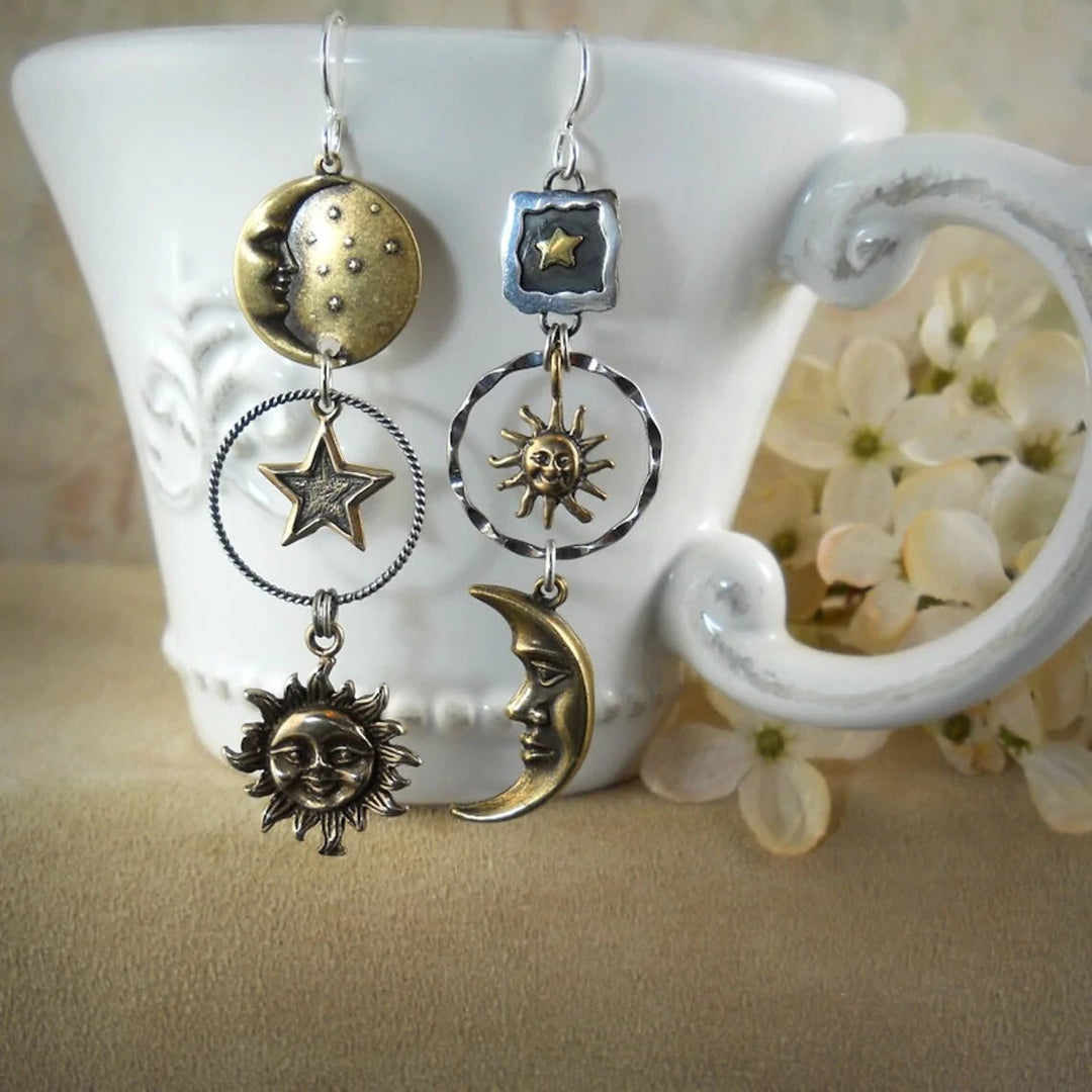 Oorbellen met zon- en maanhanger