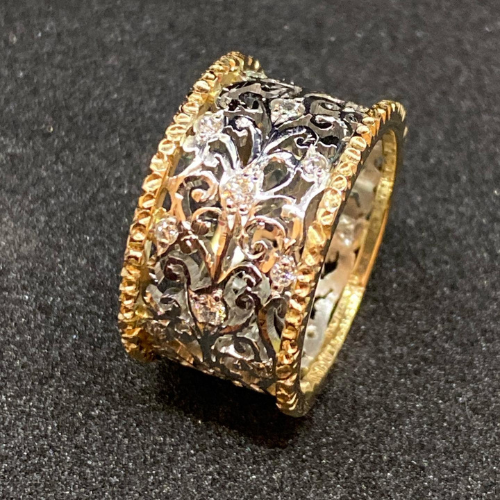 Mika - Vintage ring met klimopmotief en kubische zirkonia