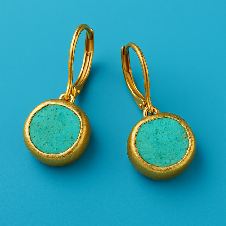 Gouden Oorbellen met Turquoise Steen
