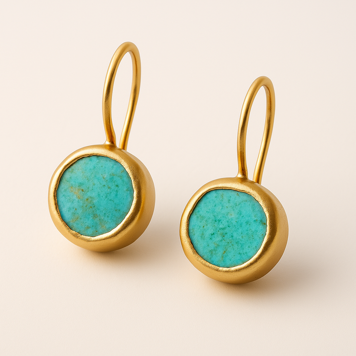 Gouden Oorbellen met Turquoise Steen