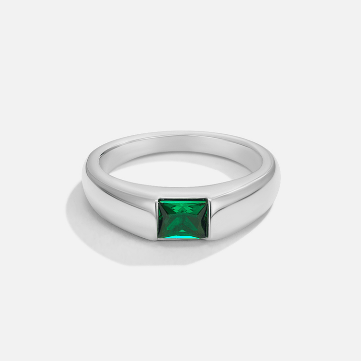 Ember zilveren en smaragd ring