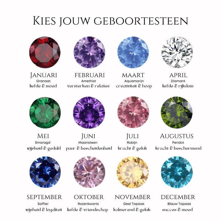 Dames initiaal ketting met geboortesteen
