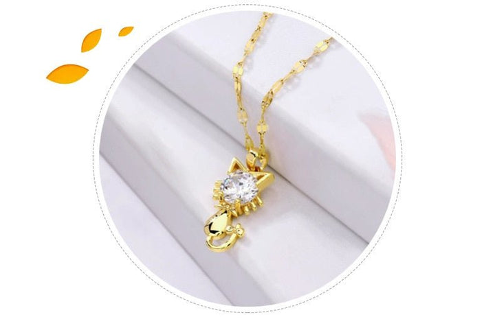 Vergulde kattenketting met zirkonia