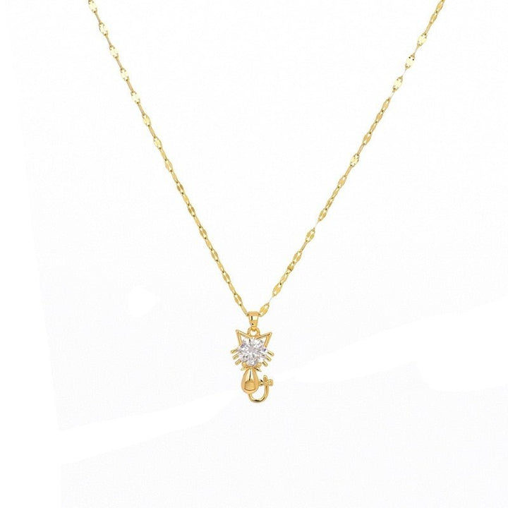 Vergulde kattenketting met zirkonia
