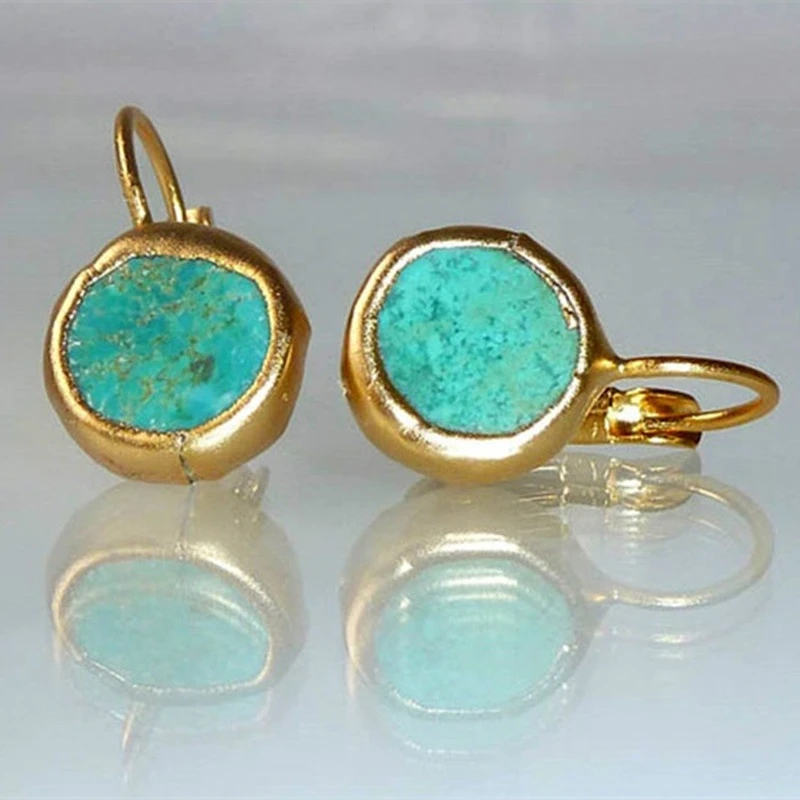 Gouden Oorbellen met Turquoise
